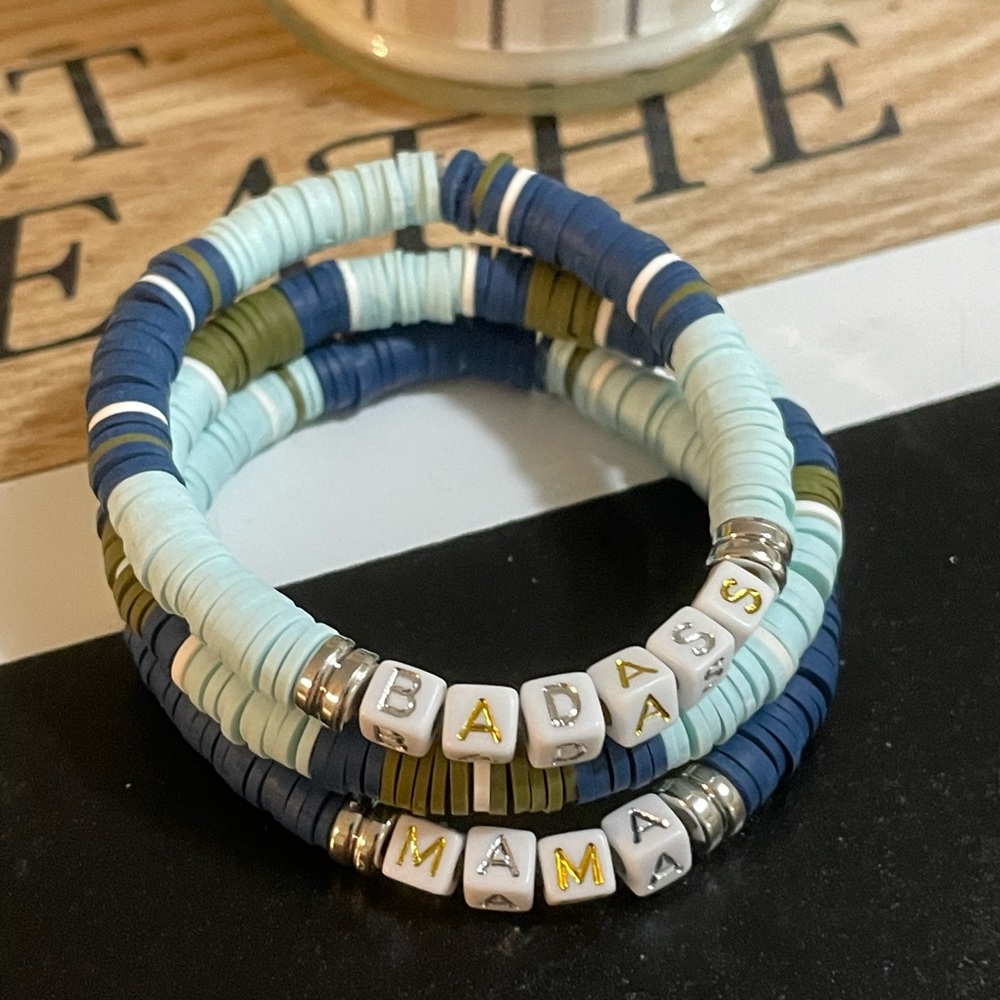 Heishi Collection - Three stack bracelet with custom names or messages.
